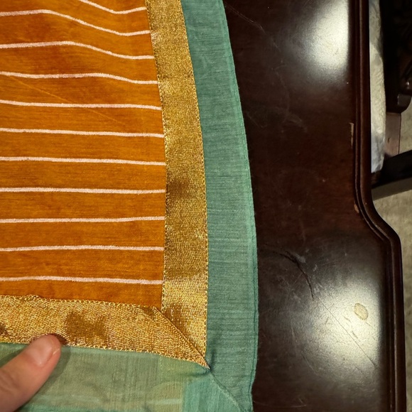 TABLE RUNNER Orange Green Gold Trim Long Decorative Party Event Summer Child EUC - Picture 8 of 12